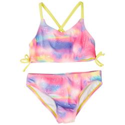 Little Girls 2-pc. Tie Dye Sparkly Bikini Swimsuit