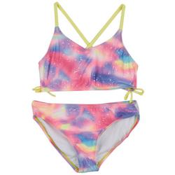 Big Girls 2-pc. Tie Dye Sparkly Bikini Swimsuit
