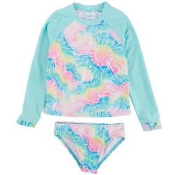 Shelloha Little Girls 2-pc. Tie Dye Rashguard Swimsuit