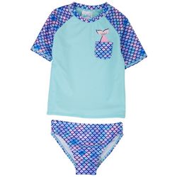 Shelloha Little Girls 2-pc. Mermaid Scale Rashguard Swimsuit