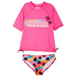 Shelloha Big Girls 2-pc California Summer Rashguard Swimsuit