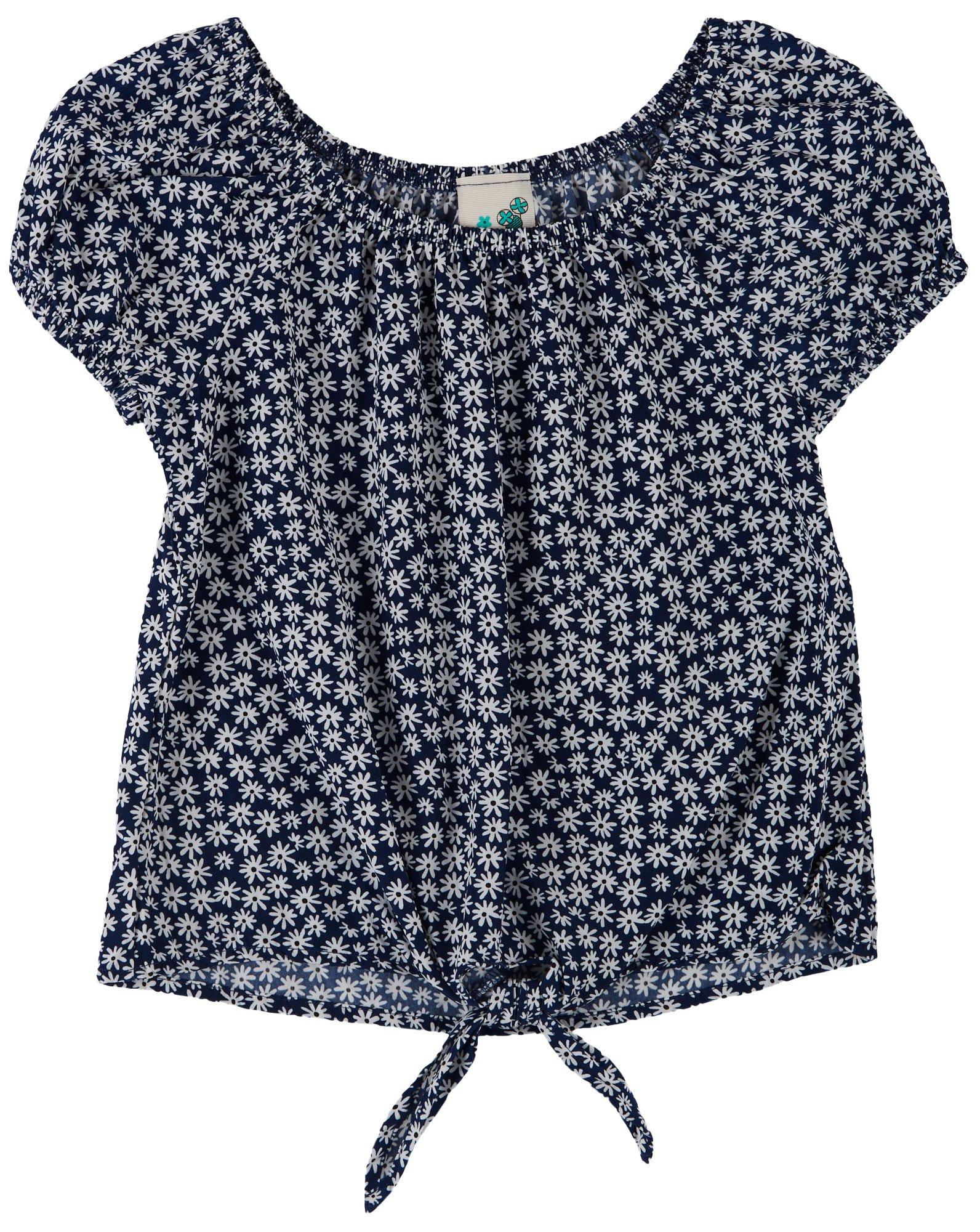 Lily Bleu Big Girls Floral Tie Front Top