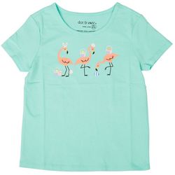Dot & Zazz Little Girls Easter Flamingo Short Sleeve Top