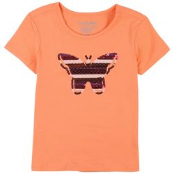DOT & ZAZZ Little Girls Butterfly Sequin Short Sleeve Tee