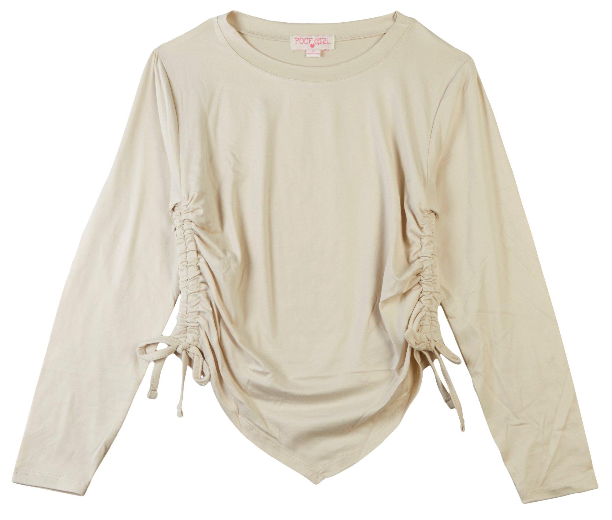 Big Girls Solid Shirt Tail Front Long Sleeve