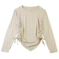 Big Girls Solid Shirt Tail Front Long Sleeve Top