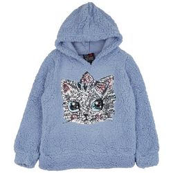 Miss Chievous Big Girls Kitty Xmas Sequence Sherpa Hoodie
