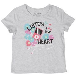 Dot & Zazz Little Girls Floral & Heart  Short Sleeve Top