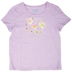 Dot & Zazz Little Girls Sequin Flower Short Sleeve T-Shirt