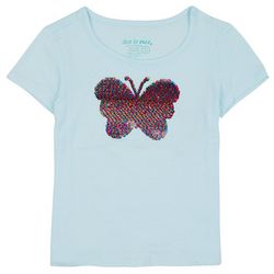 DOT & ZAZZ Little Girls Butterfly Sequin Short Sleeve Top