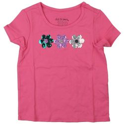DOT & ZAZZ Little Girls Flower Sequin Short Sleeve Top