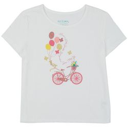 Dot & Zazz Big Girls Glitter Bike Short Sleeve T-Shirt