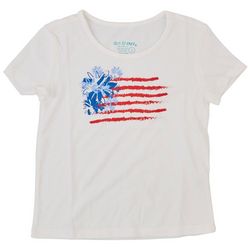 DOT & ZAZZ Little Girls American Flag Short Sleeve Tee