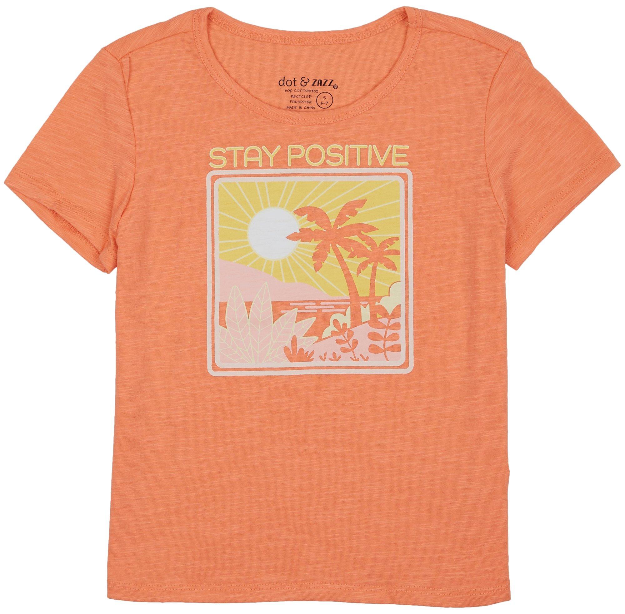 DOT & ZAZZ Little Girls Stay Positive Short Sleeve Top