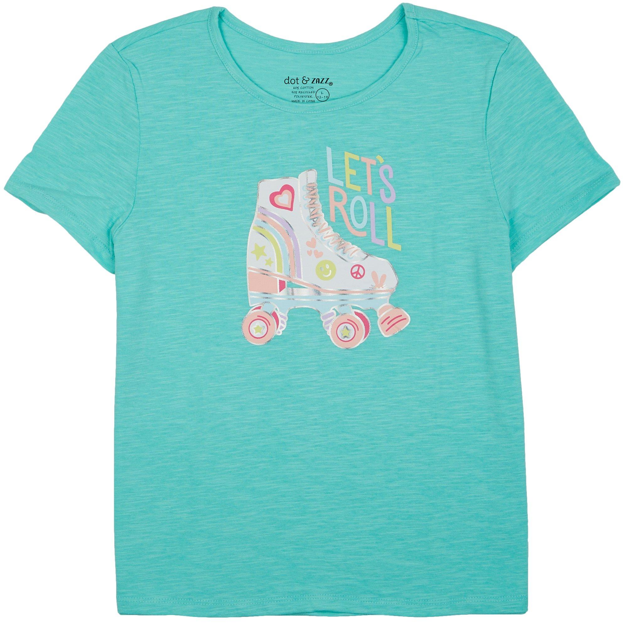 DOT & ZAZZ Big Girls Let's Roll Short Sleeve Tee