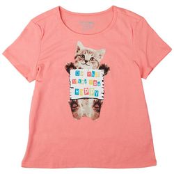 DOT & ZAZZ Big Girls Happy Kitty Short Sleeve T-Shirt