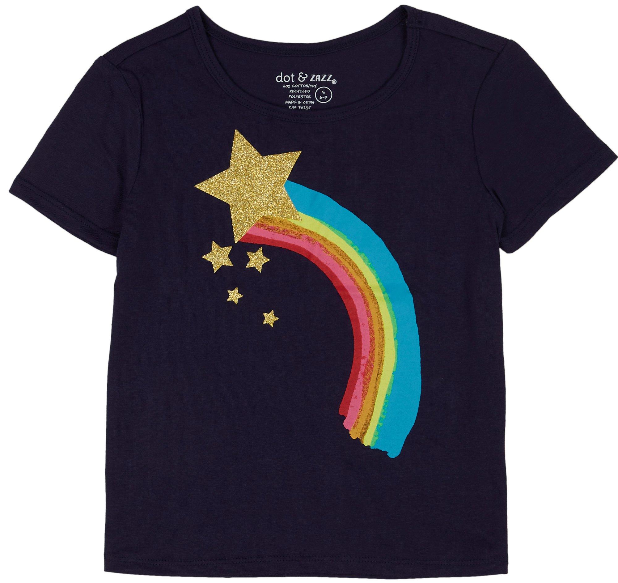 Dot & Zazz Little Girls Glittered Rainbow Short Sleeve Top
