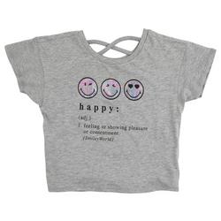 Little Girls Smiley Faces Screen T-Shirt.