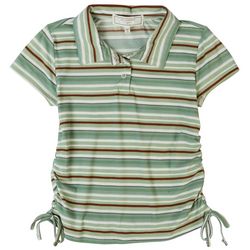 No Comment Big Girls Striped Rouch Tie Top