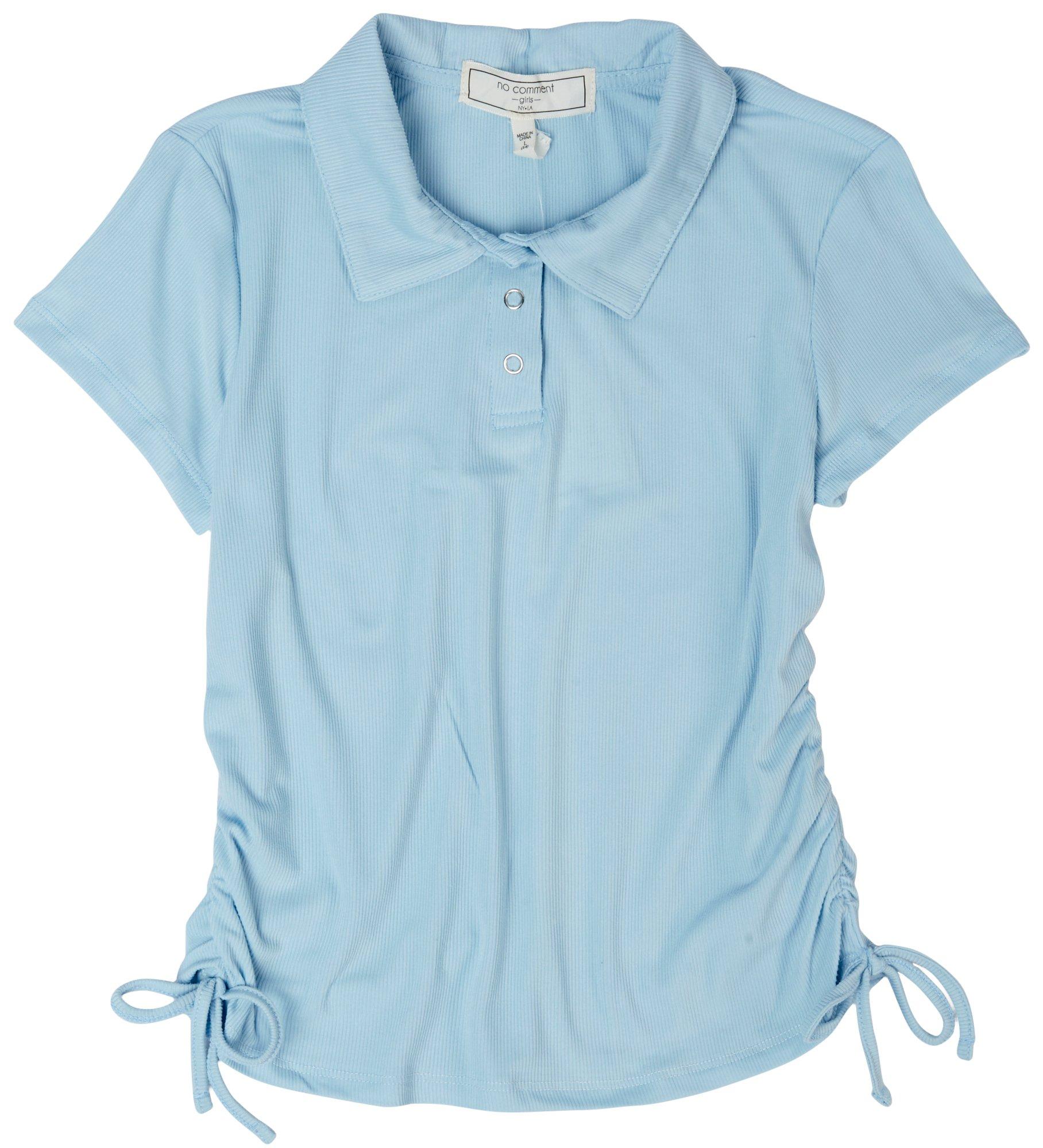 No Comment Big Girls Solid Rouch Tie Top