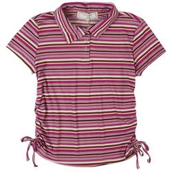 No Comment Big Girls Striped Rouch Tie Top