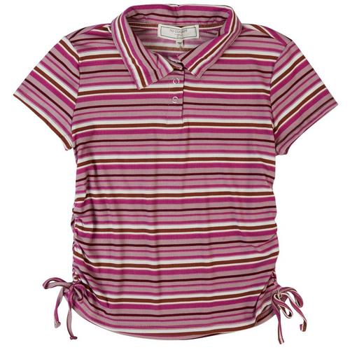 No Comment Big Girls Striped Ruch Tie Top