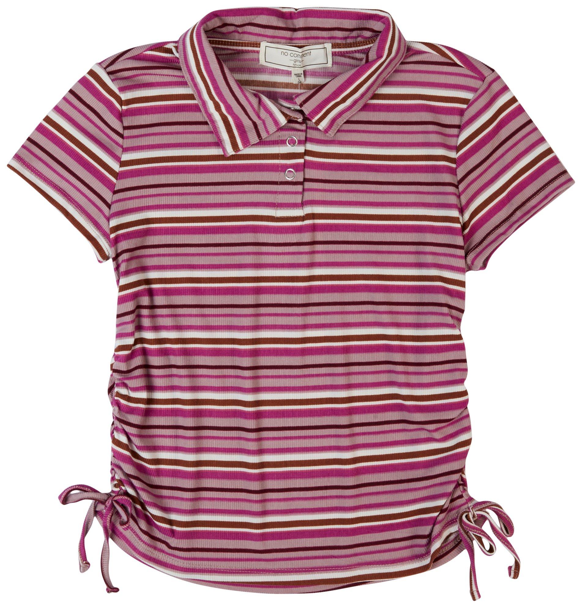 Big Girls Striped Ruch Tie Top