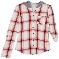 No Comment Big Girls Plaid Long Sleeve Hoodie