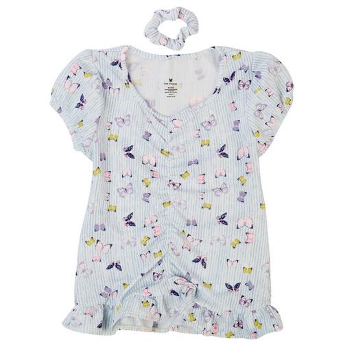 One Step Up Little Girls Front Shirred Butterfly