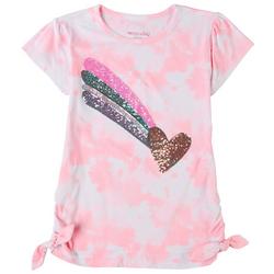 Little Girls Sequin Heart Side Ruched Top