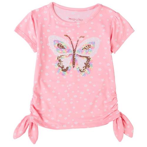 Colette Lilly Little Girls Sequin Butterfly Side Ruched