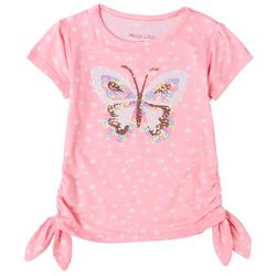 Colette Lilly Big Girls Sequin Butterfly Side Ruched Top