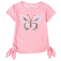 Big Girls Sequin Butterfly Side Ruched Top