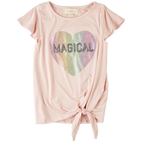 Btween Little Girls Magical Heart Tie Front Short