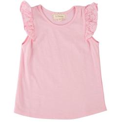 Little Girls Solid Eyelet Sleeve Top