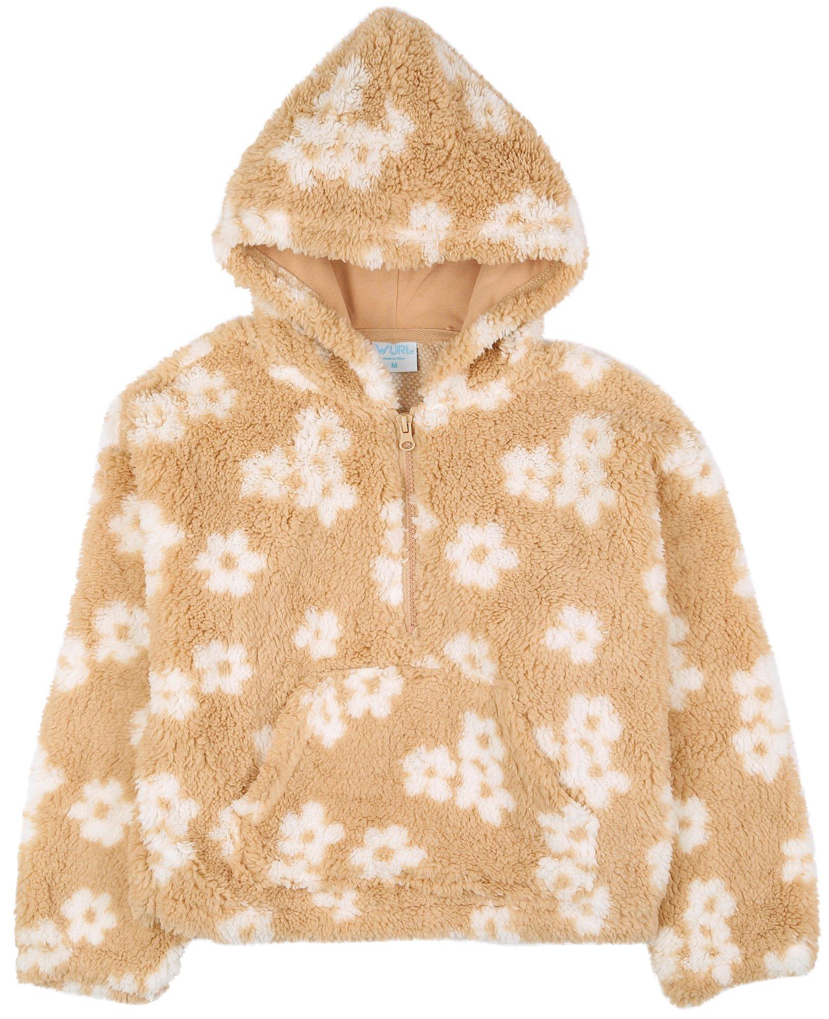 Big Girls Floral Sherpa Long Sleeve Hoody Sweaters