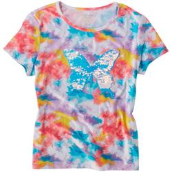 Big Girls Tie Dye Sequin Butterfly T-Shirt