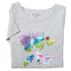 Big Girls Butterfly Heart Sequin T-Shirt