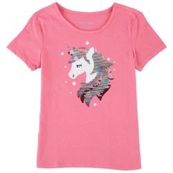 Dot & Zazz Little Girls Unicorn Head Sequin T-Shirt