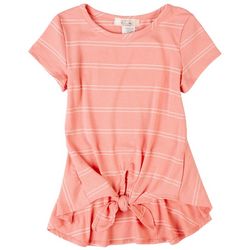 Smile Big Girls Striped Tie Front Top