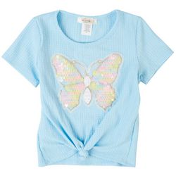 Smile Little Girls Butterfly Sequin Top