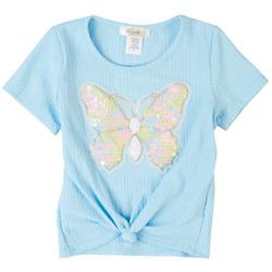 Little Girls Butterfly Sequin Top