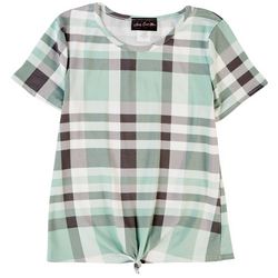 KIDS CAN'T MISS Big Girls Plaid Knot Front Top