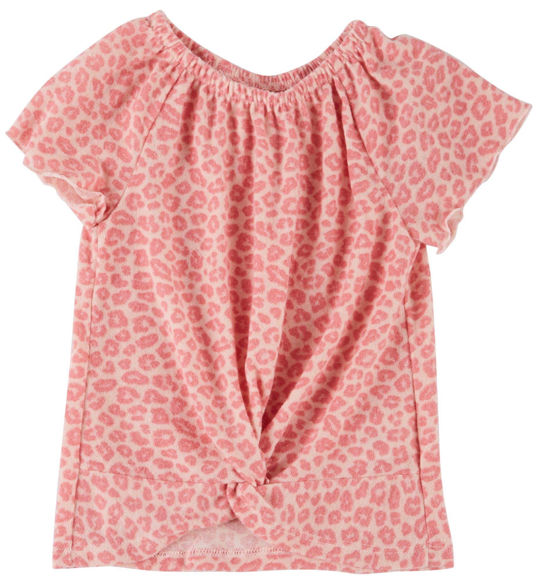 Star Ride Big Girls Leopard Twist Front Top