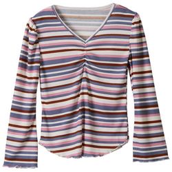 Big Girls Cinch Front Ribbed Bell Long Sleeve Tops