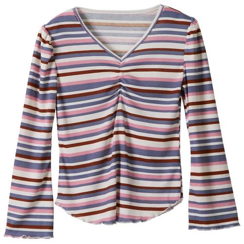 Big Girls Cinch Front Ribbed Bell Long Sleeve