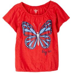 Wallflower Little Girls Americana Butterfly Round Neck Top