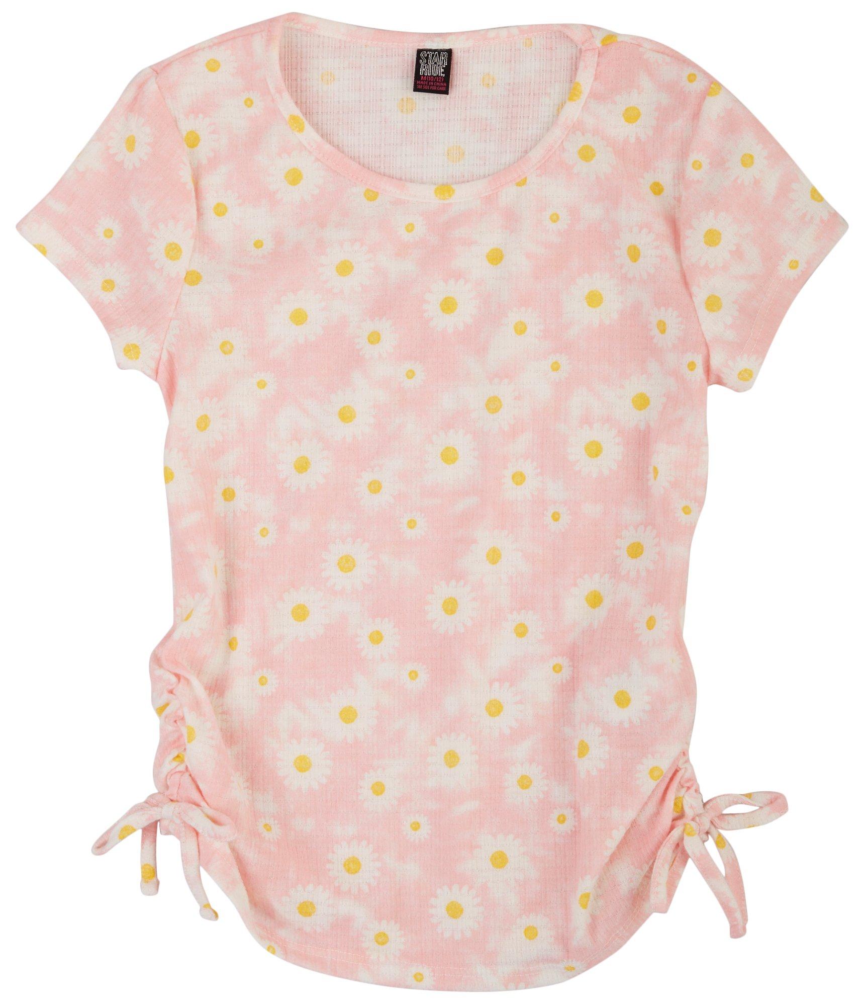 Star Ride Big Girls Daisy Print Side Tie Top