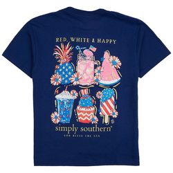 Simply Southern Big Girls Red, White, & Happy T-Shirt