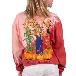 Big Girls Hello Fall Scarecrow Pumpkin Long Sleeve T-Shirt